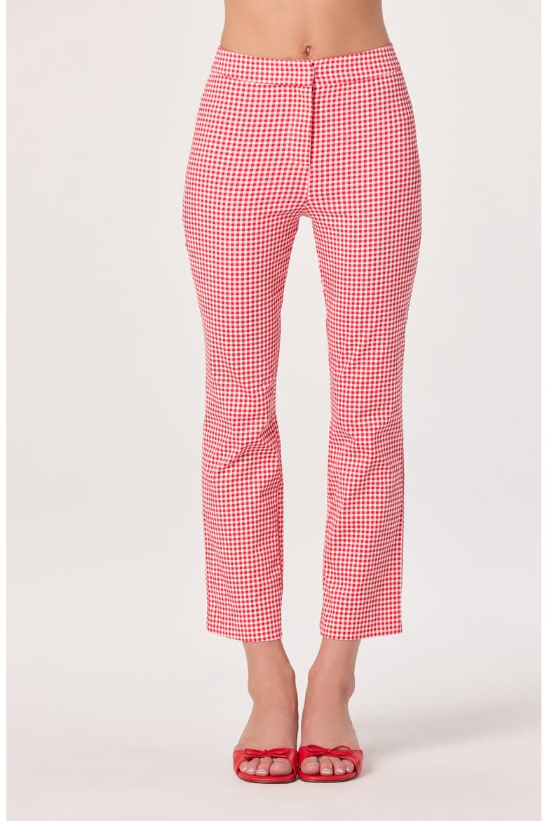 Alma Stretch Cotton Gingham Crop Pants, Main, color, RED GINGHAM