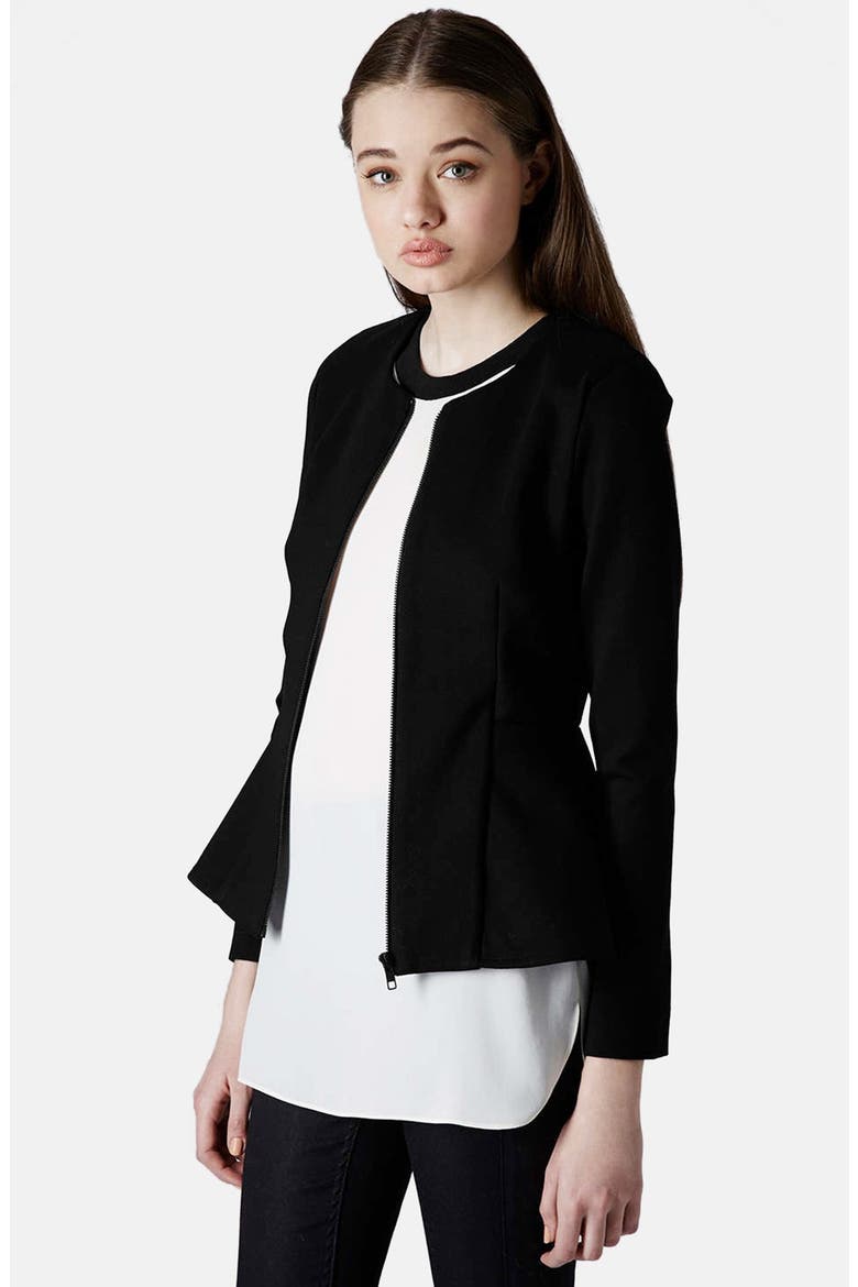 Tailored Peplum Jacket, Main, color, BLACK