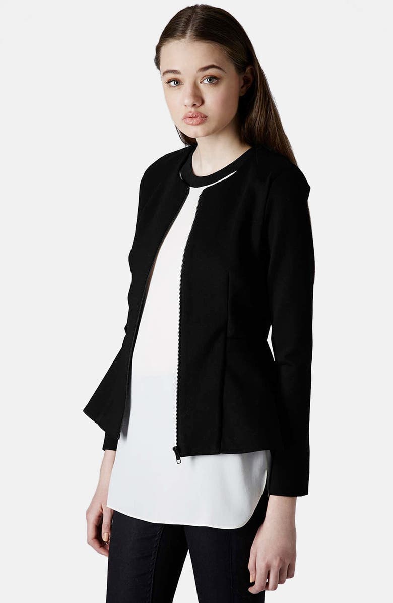Topshop Tailored Peplum Jacket, Main, color, 