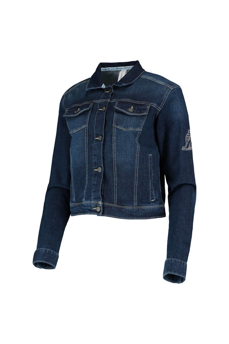 Women's Lusso Blue Los Angeles Lakers Georgie Swarovski Crystals Button-Up Denim Jacket, Alternate, color, Blue