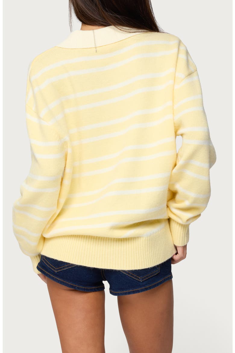 Rilynn Stripe Polo Sweater, Alternate, color, YELLOW-AND-WHITE