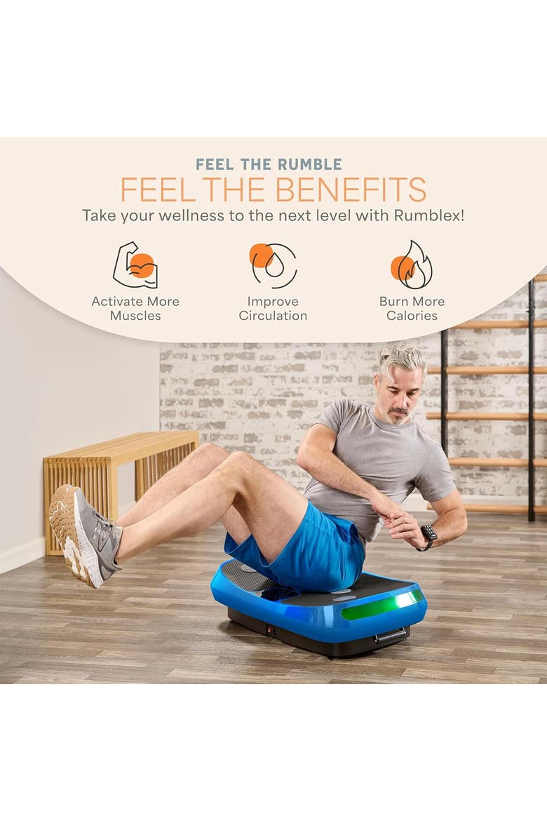 Rumblex 4D Vibration Plate Machine with Triple Motors for Fitness Weight Loss and Recovery, Alternate, color, Blue