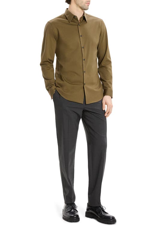 Theory Sylvain Nd Structure Knit Button-up Shirt In Green