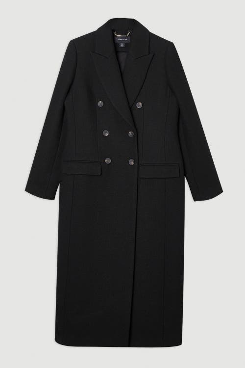 Karen Millen Petite Double Breasted Midi Coat In Black