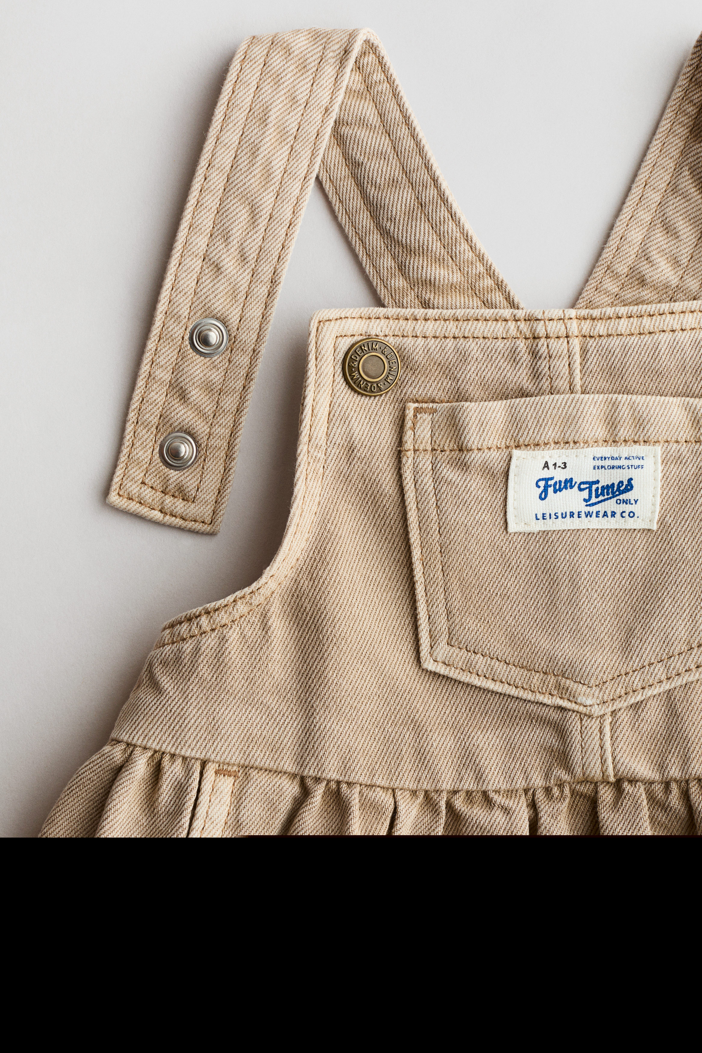 2-piece Dungaree Dress And Top Set, Alternate, color, Beige/white