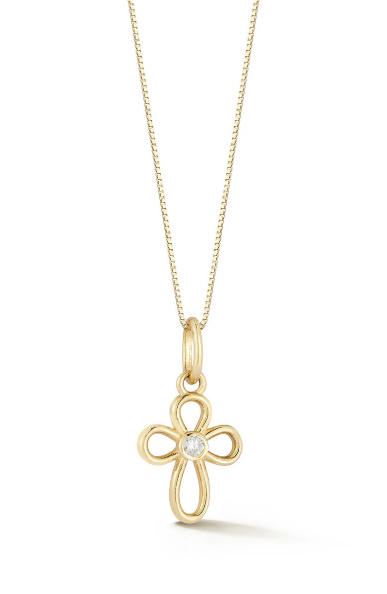 Ember Fine Jewelry 14K Gold Diamond Cross Pendant Necklace, Main, color, Gold