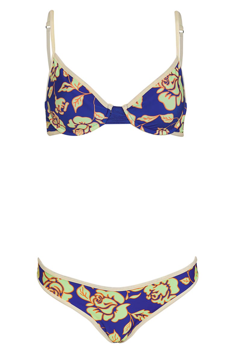 Cobalt Blue Daintily Reversible Underwire Bikini Top, Alternate, color, BLUE