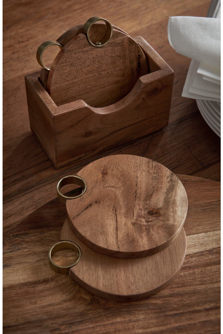 Acacia Wood Serving Tray, Alternate, color, BROWN