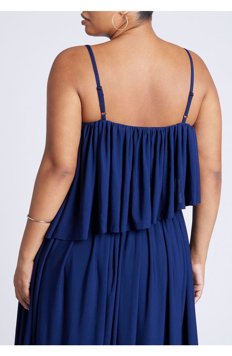 ELOQUII Ruffled Bandeau Top, Alternate, color, Ocean Cavern