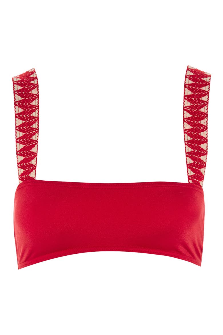 Zigzag Trim Crop Bikini Top, Alternate, color, RED