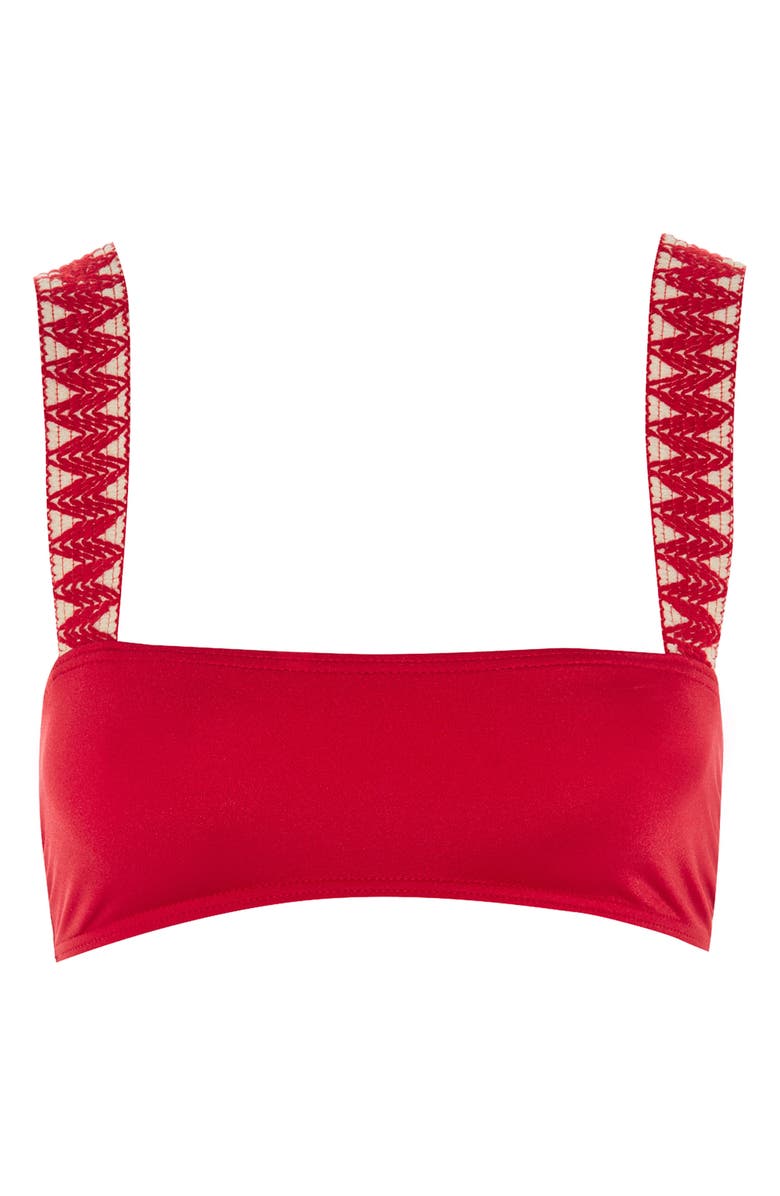 Topshop Zigzag Trim Crop Bikini Top, Alternate, color, 