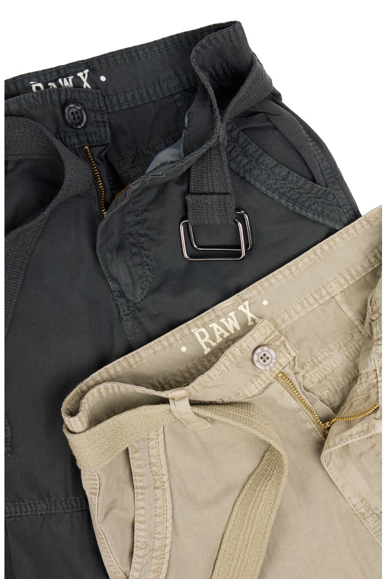 Kids' 2-Pack Belted Twill Cargo Shorts, Alternate, color, CHARCOAL/ STONE