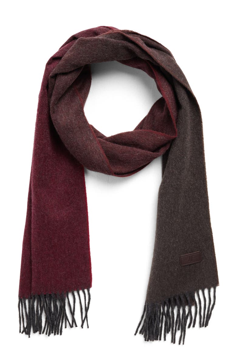 Cashmere Ombre Fringe Scarf, Main, color, BORDEAUX