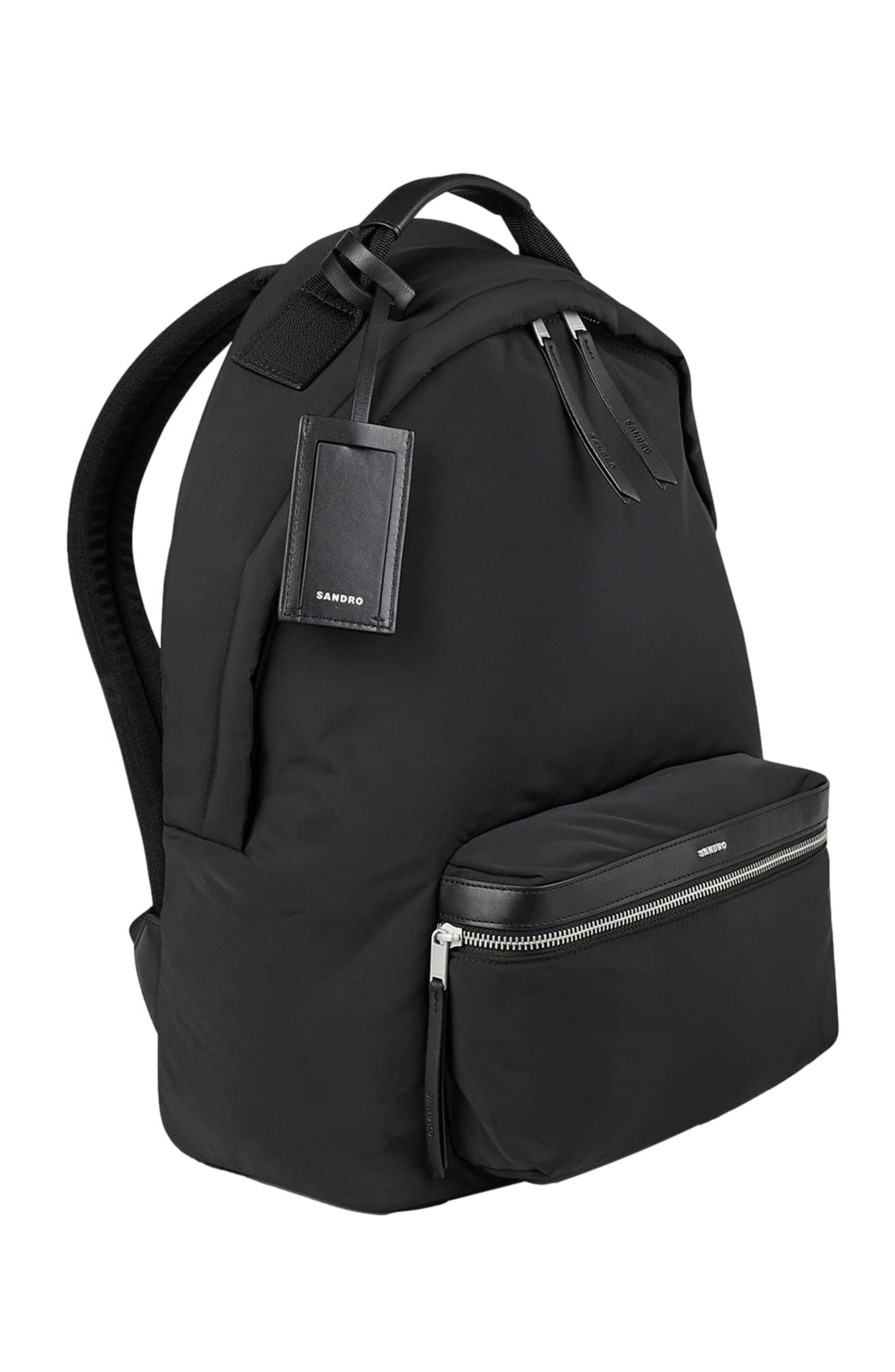 SANDRO Canvas and leather backpack, Alternate, color, 