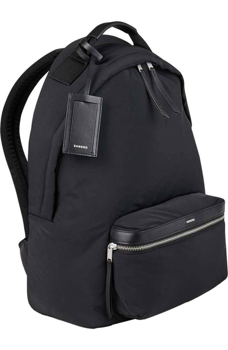SANDRO Canvas and leather backpack, Alternate, color,