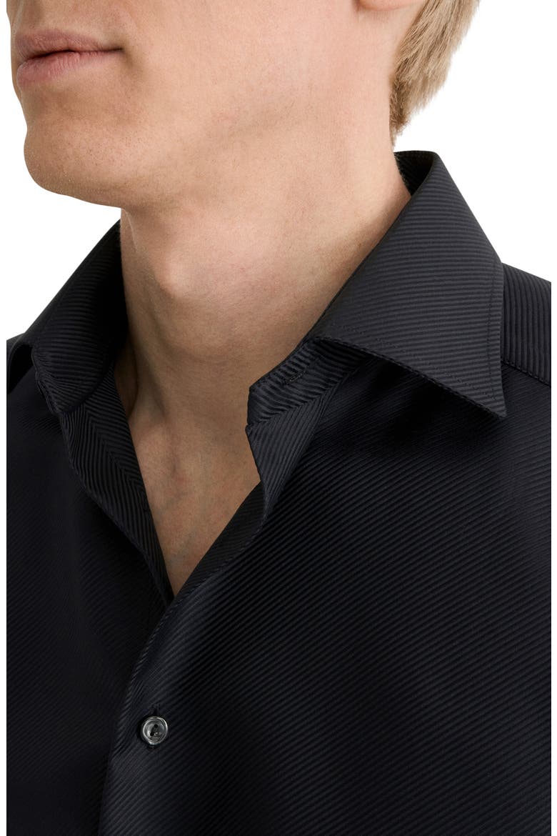 Slim Fit Diagonal Weave Dress Shirt, Alternate, color, BLACK