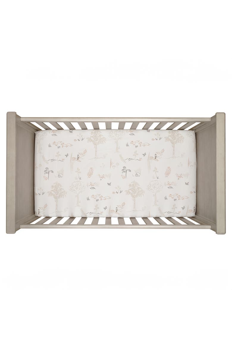 Treetop Fox Woodland Breathable Cotton Fitted Crib/Toddler Sheet, Alternate, color, Cream