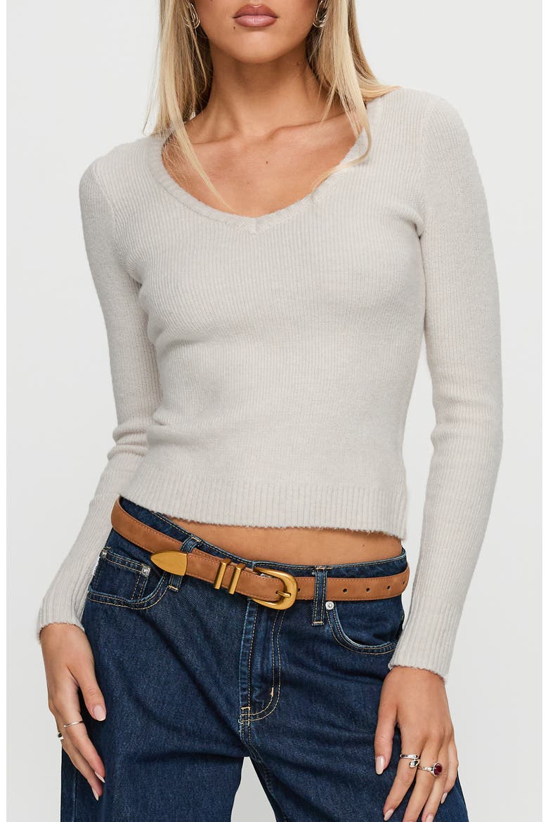 Elayna V-Neck Crop Sweater, Main, color, CREAM