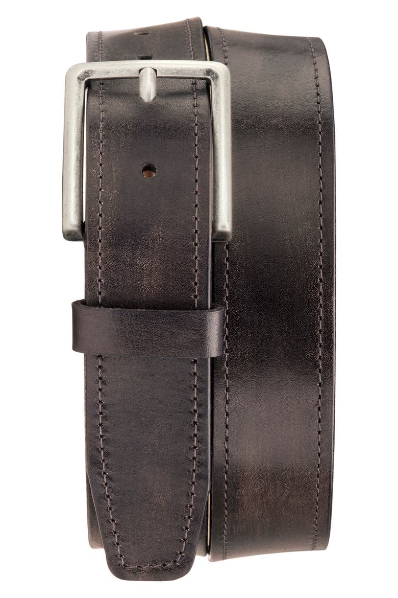 Keystone Leather Belt, Main, color, CHARCOAL ITALIAN STAINED CALF
