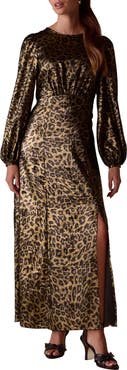 NEXT Metallic Animal Print Long Sleeve Maxi Dress