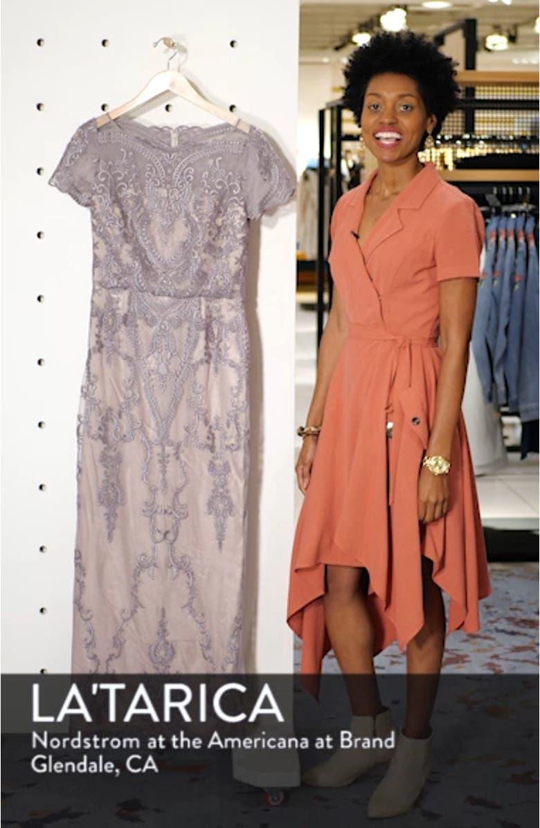 Scallop Embroidered Blouson Evening Dress, sales video thumbnail