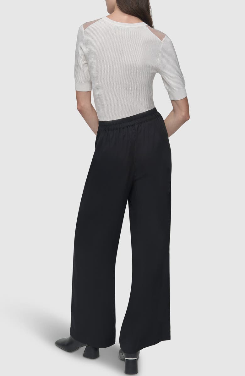 DKNY Logo Side Stripe Slub Satin Pants, Alternate, color, 