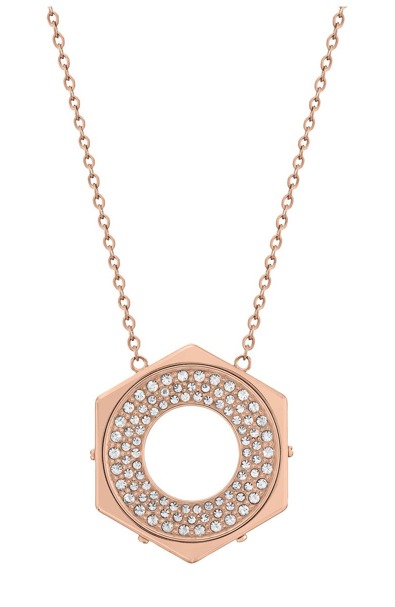 Swarovski Rose Gold Plated Pave Swarovski Crystal Bolt Pendant Necklace, Main, color,