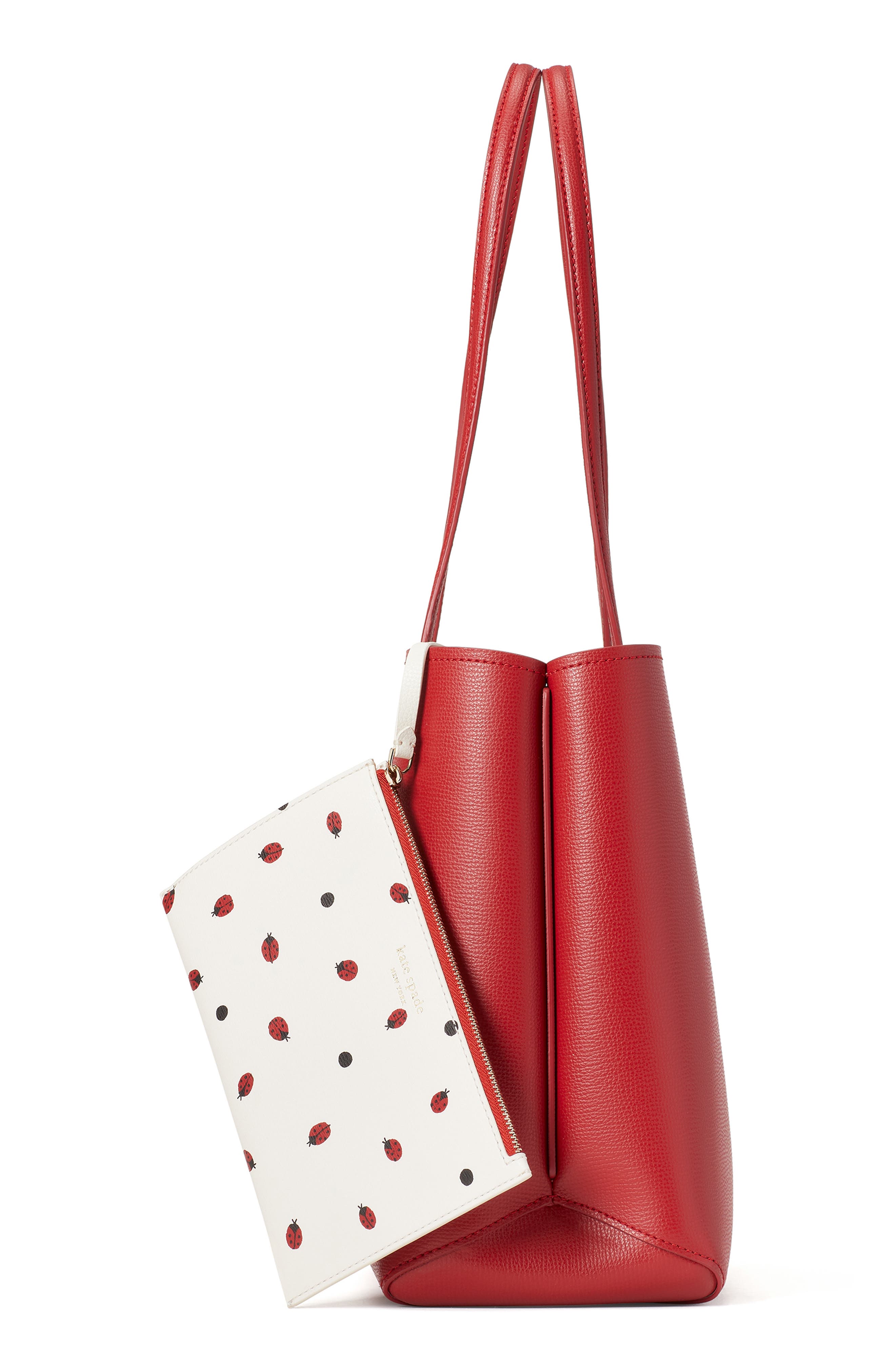 Kate Spade New York all day ladybug dots large leather tote, Alternate, color, 