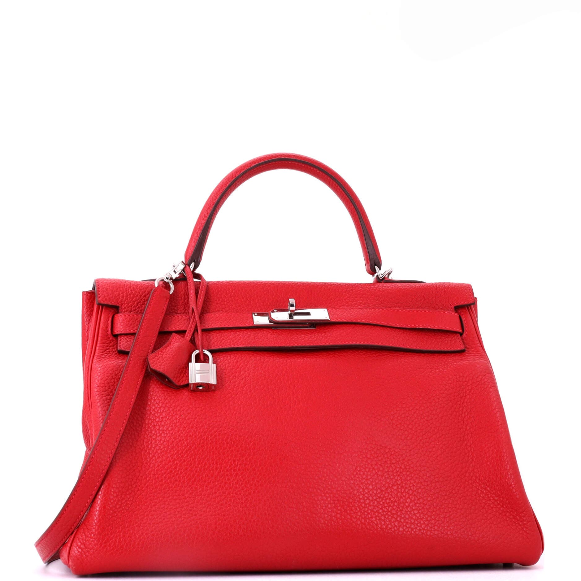 Pre-Owned Hermes Kelly Handbag Red Clemence with Palladium Hardware 35, Alternate, color, Rouge Casaque