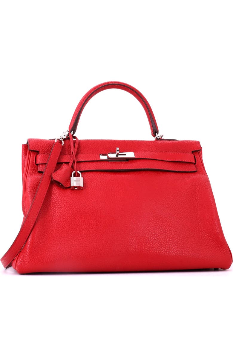 Pre-Owned Hermes Kelly Handbag Red Clemence with Palladium Hardware 35, Alternate, color, Rouge Casaque