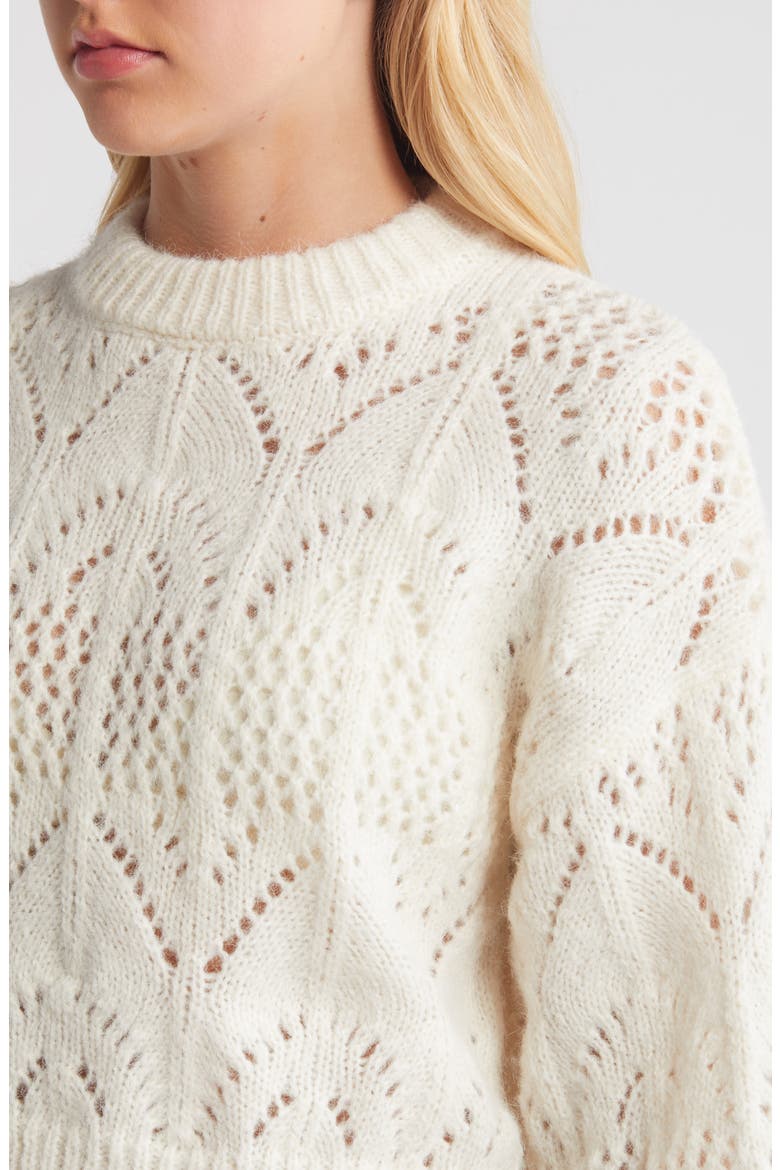 Pointelle Crewneck Sweater, Alternate, color, IVORY