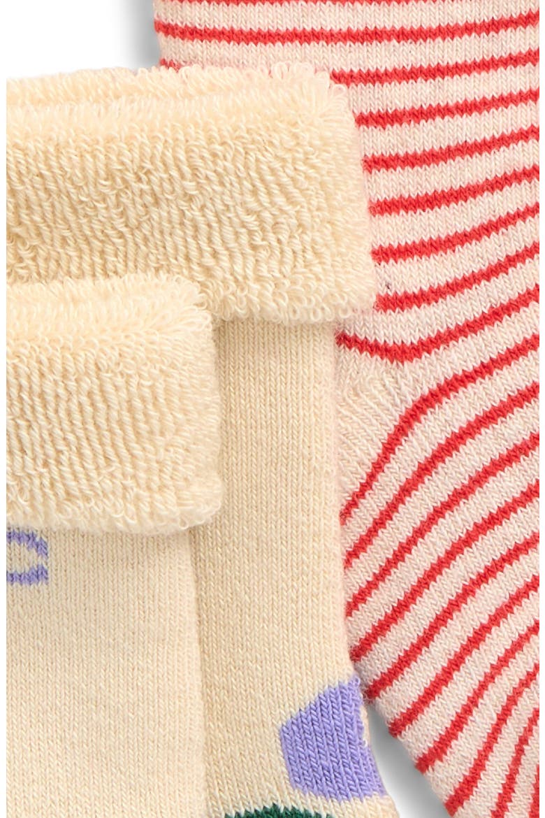 BC Stamp Bloom Assorted 2-Pack Cotton Blend Crew Socks, Alternate, color, OFF WHITE