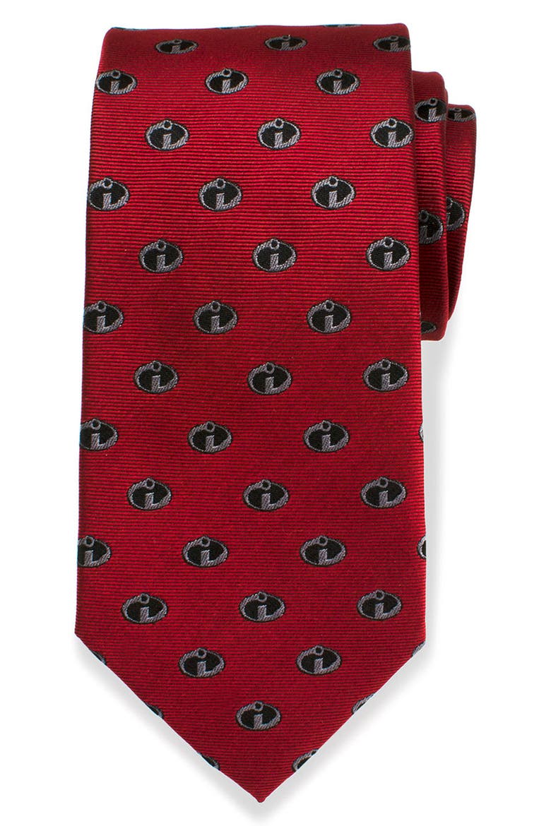 The Incredibles Logo Red Silk Tie, Alternate, color, RED