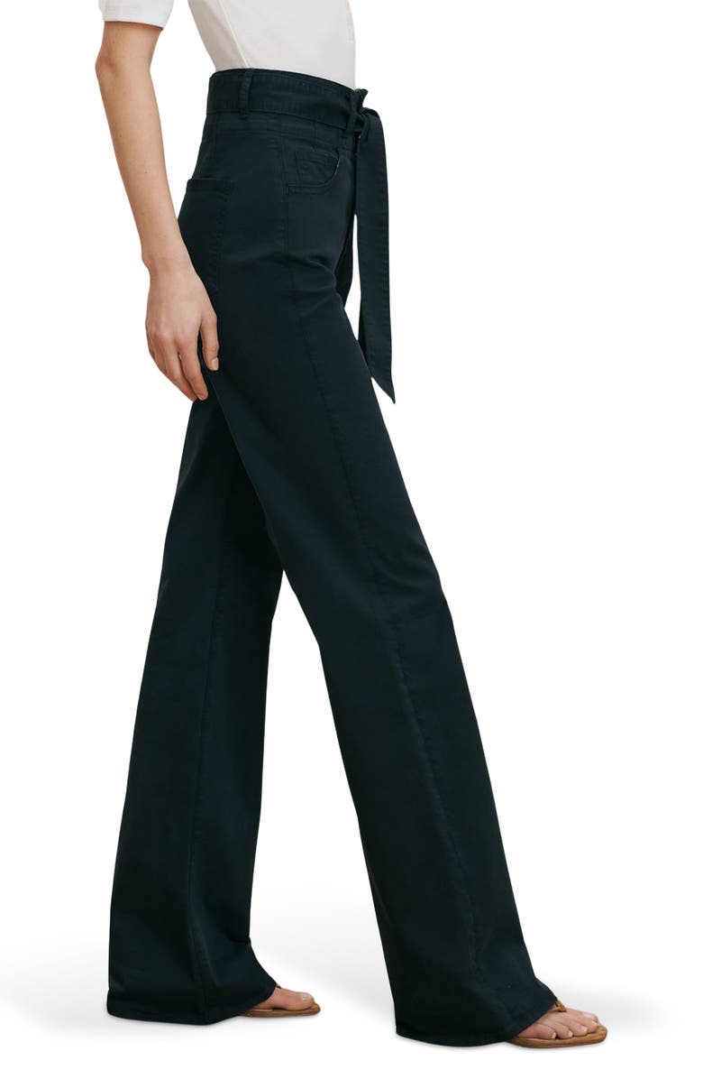 Veronica Beard Rosanna Corset High Waist Wide Leg Jeans, Alternate, color, Navy