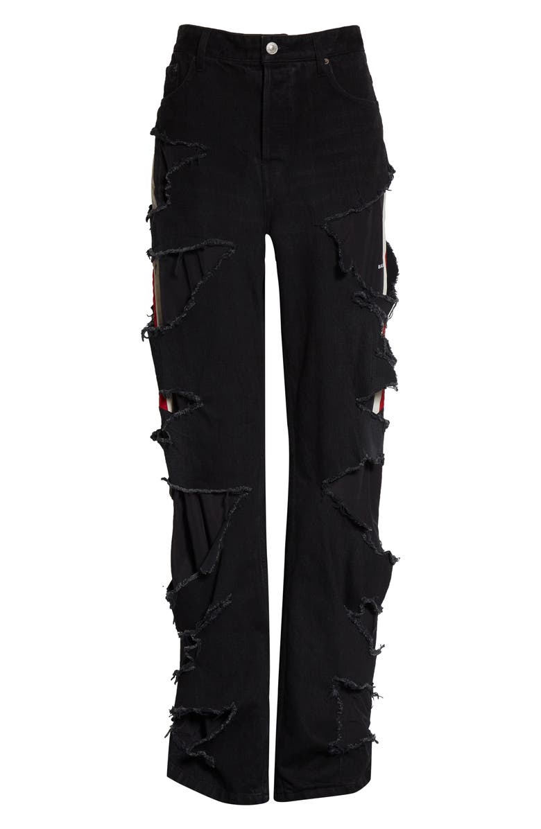 Balenciaga Lined Destroyed Straight Leg Jeans, Alternate, color,