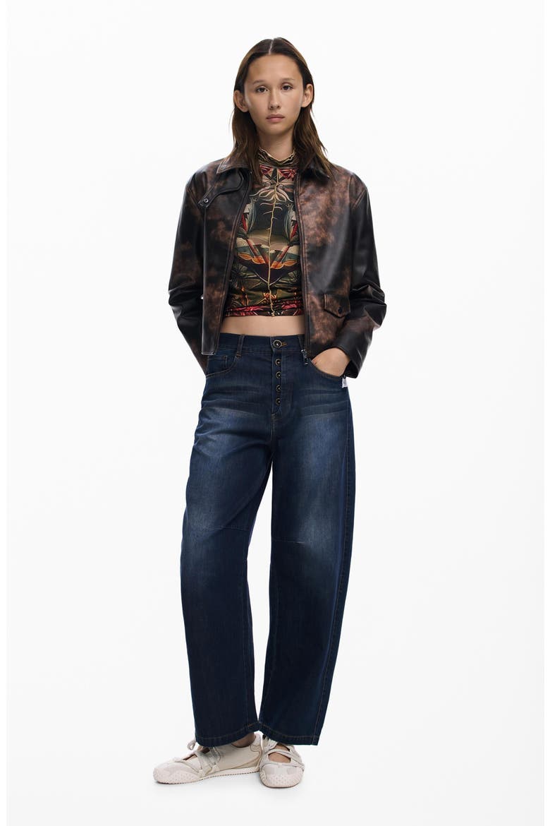Faux Leather Jacket, Alternate, color, KHAKI