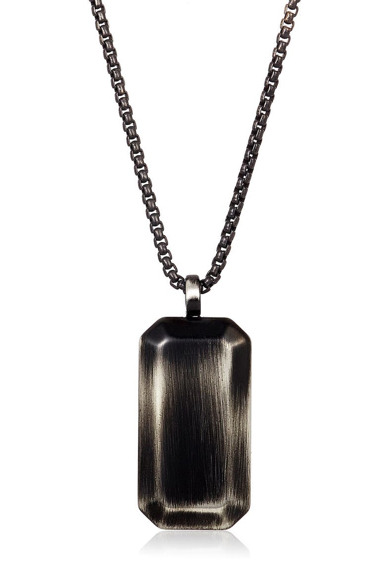 Mens' Brushed Stainless Steel Dog Tag Necklace, Main, color, GUNMETAL