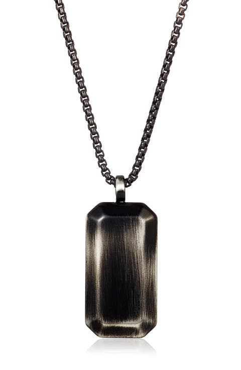 Mens' Brushed Stainless Steel Dog Tag Necklace
