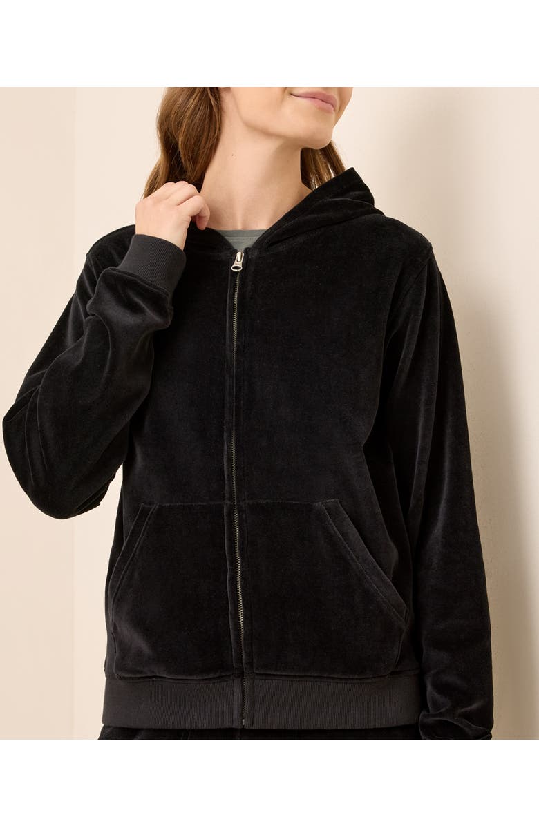 Pact Organic Cotton Pure Velour Zip Hoodie, Alternate, color, Black