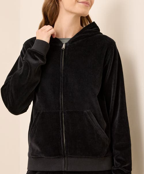 Pact Organic Cotton Pure Velour Zip Hoodie In Black