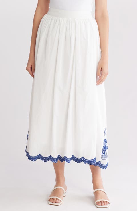 Embroidered Midi Skirt