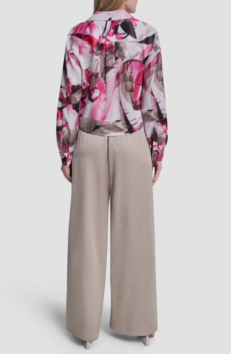 DKNY Satin Button-Up Shirt, Alternate, color, Spring Wisps