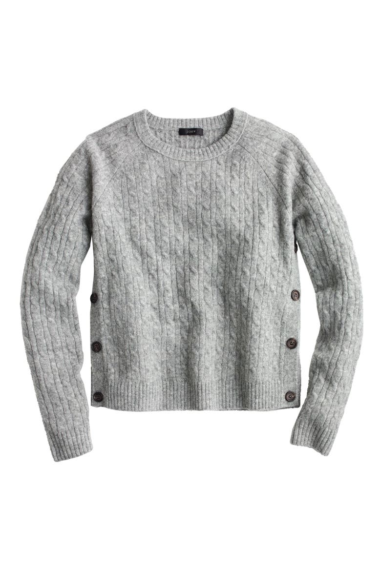Cable Knit Sweater with Buttons, Main, color, HEATHER GREY