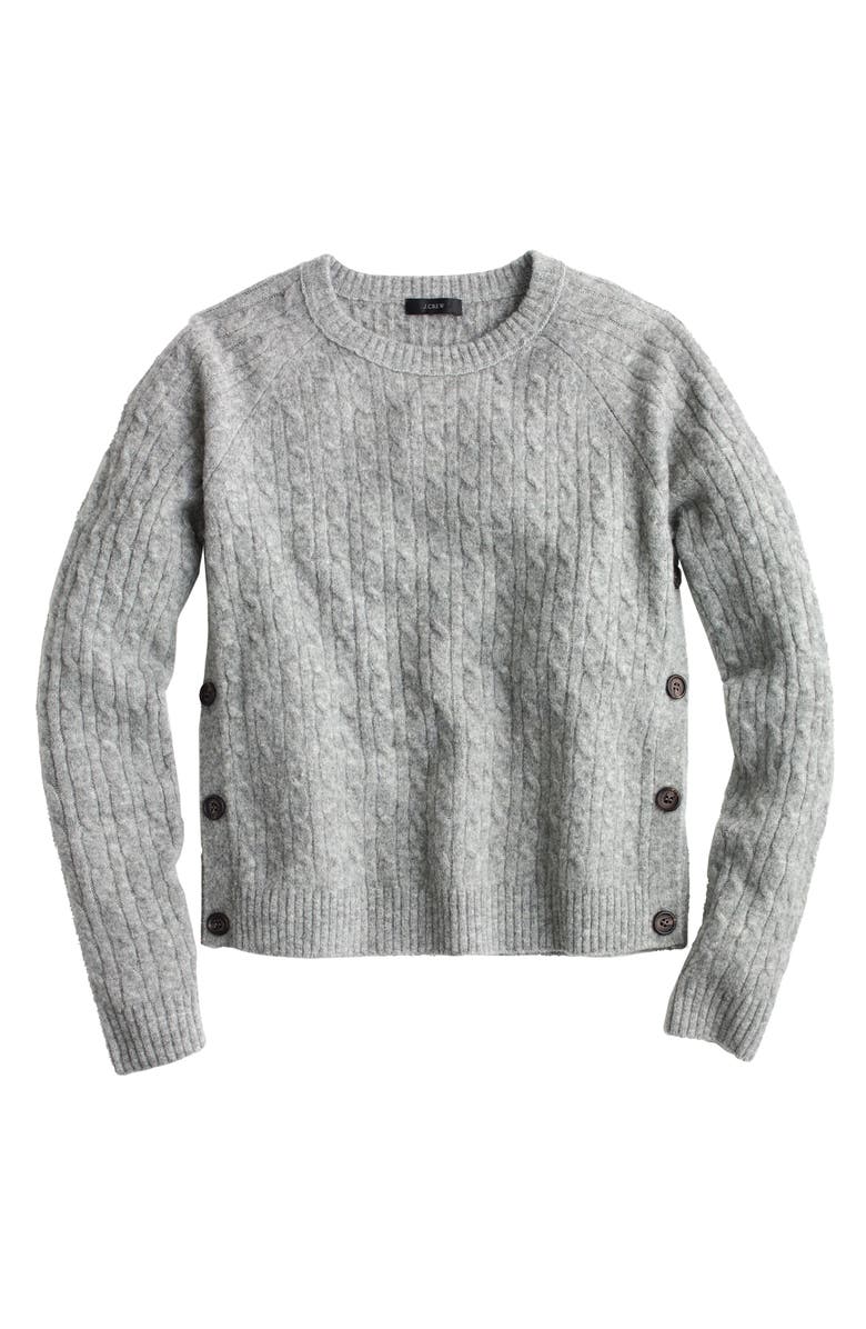 J.Crew Cable Knit Sweater with Buttons, Main, color, 