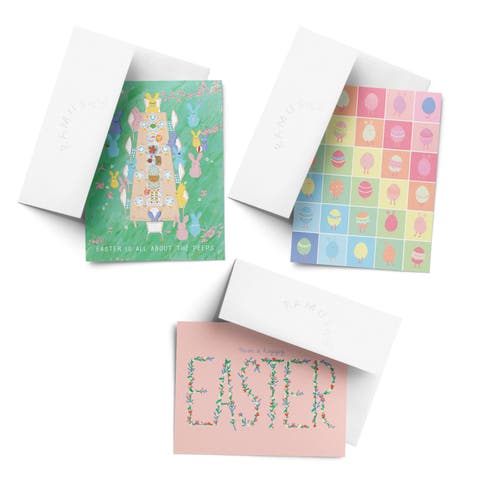 Easter Assorted Greeting Card Pack (3ct) "All About The Peeps, Rainbow Easter Eggs, Pink Easter"