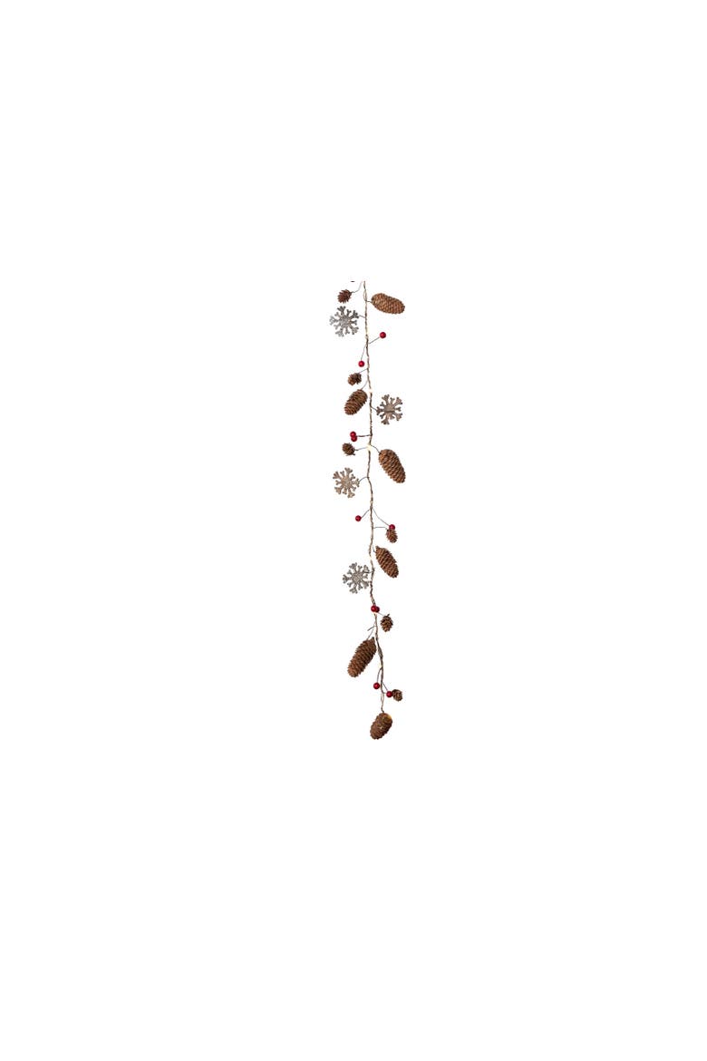 Pinecone Snowflake Led Garland, Alternate, color, Brown