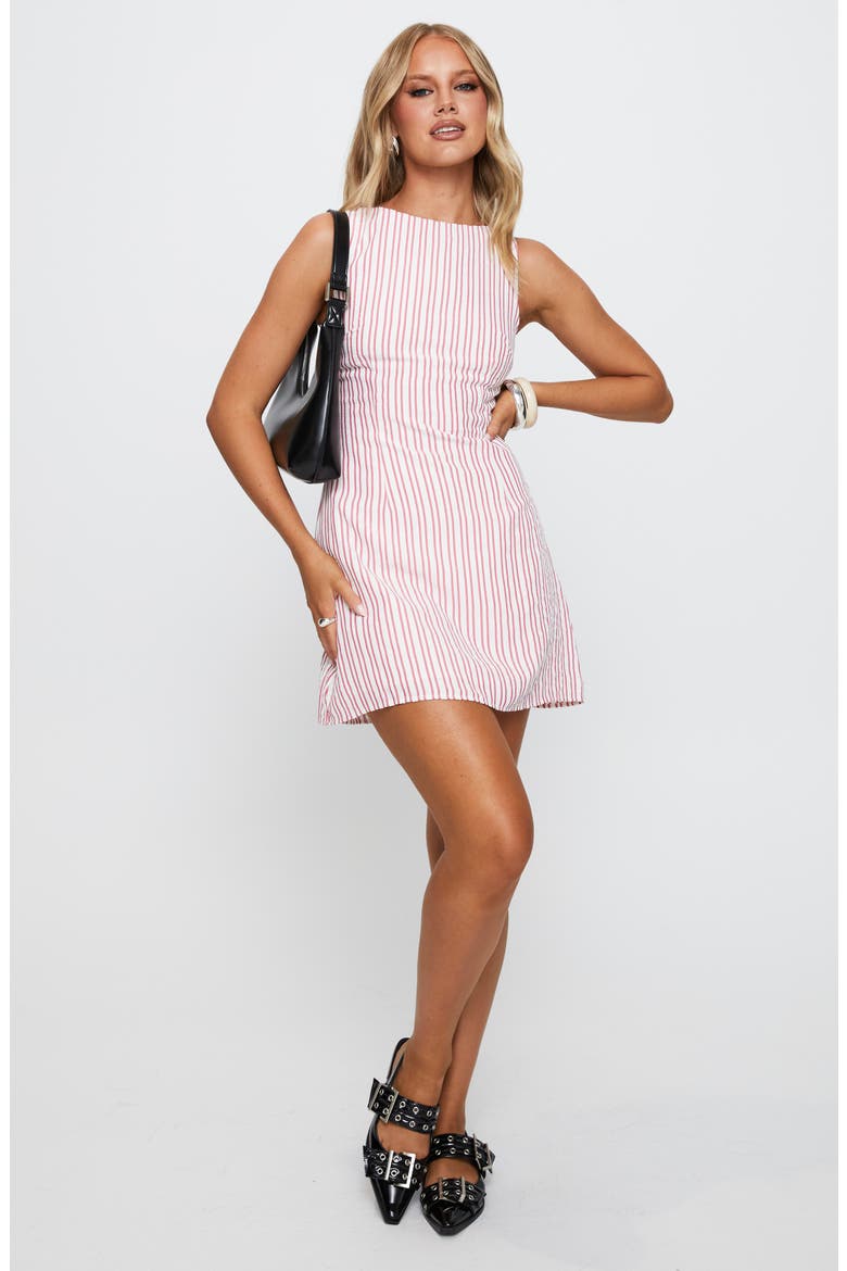 Alfalfa Stripe Cotton Blend Minidress, Alternate, color, RED STRIPE