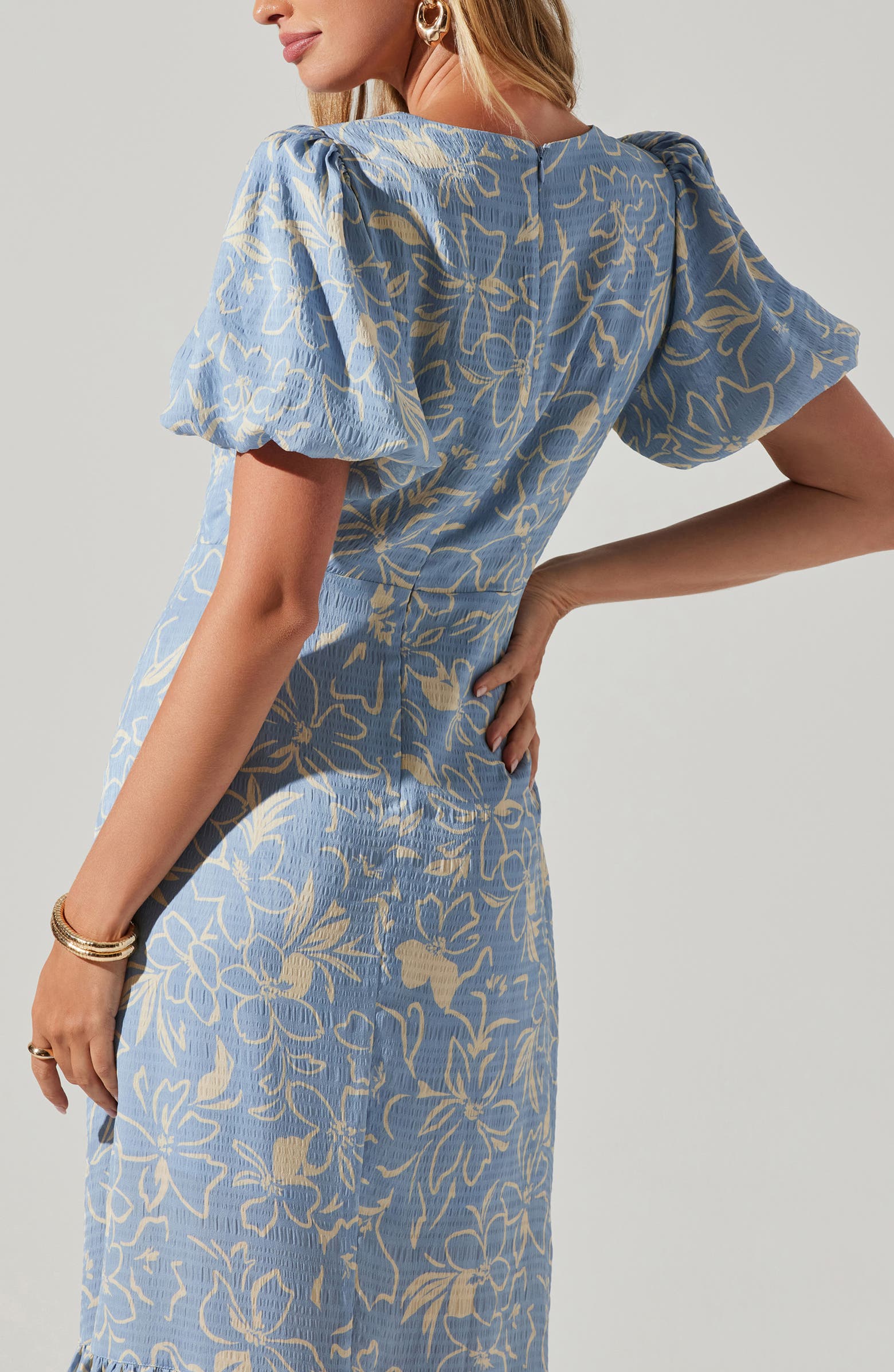 ASTR the Label Modena Floral Print Side Tie Ruffle Maxi Dress ...