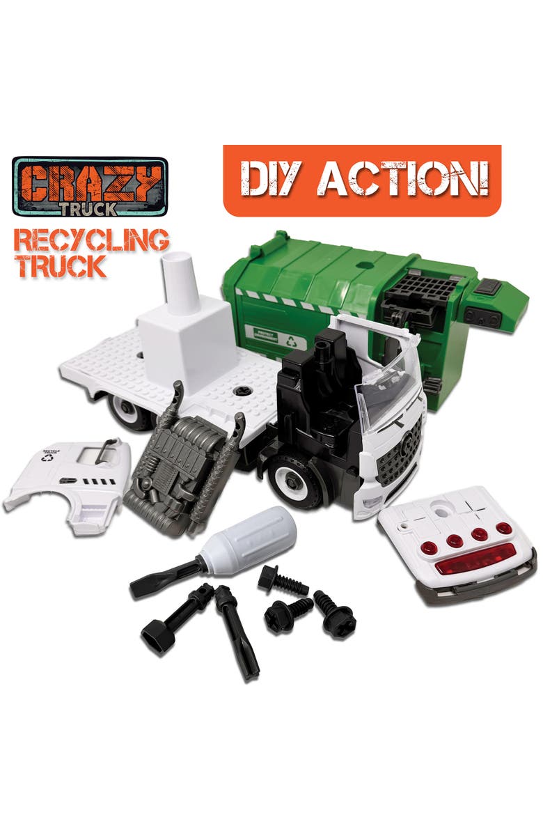 Crazy Truck Recycling Truck Lights and Sounds City Vehicle Toy Set, Alternate, color, Multicolored
