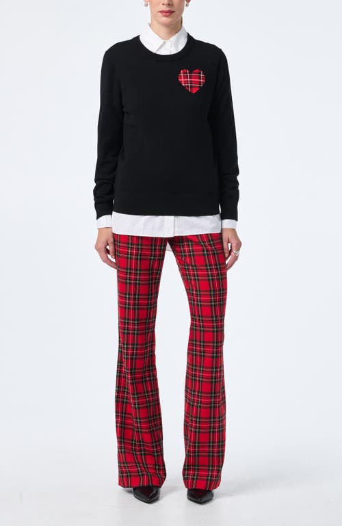 Trina Turk Plaid Heart Sweater In Black